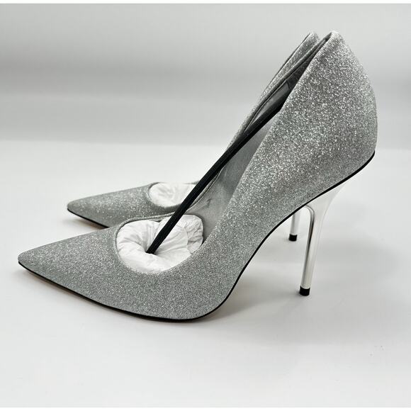 Good American Emma Silver Glitter Stiletto Heels Women’s Size 12 New Box - Picture 11 of 16